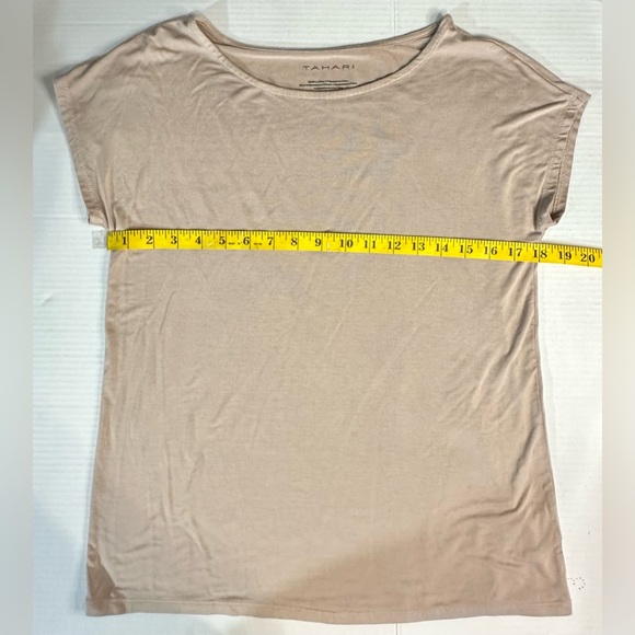 TAHARI Short Sleeve Tan Womens Top Medium Pre- Owned - Picture 2 of 6